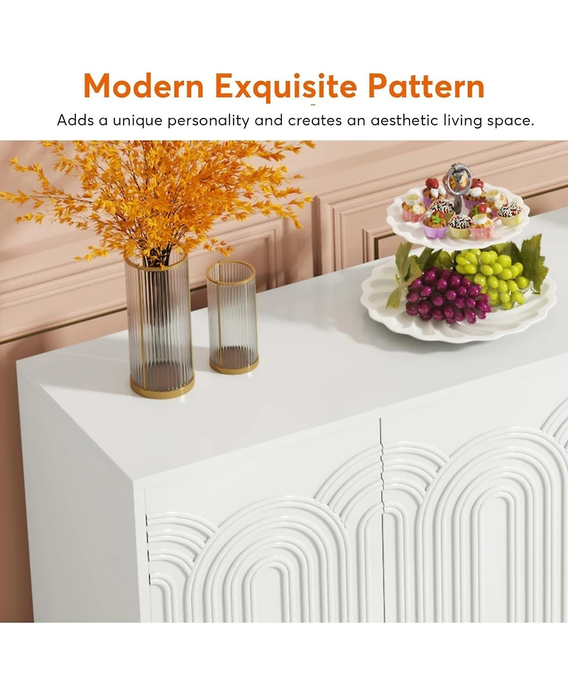 Tribesigns Sideboard Buffet Cabinet with Storage, 59" Modern Kitchen Storage Cabinet with 4 Doors & Shelves, Accent Console Television Table for Livin