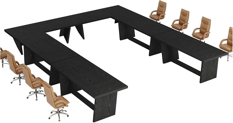 Tribesigns 17.7FT Conference Room Table: Large Rectangular Meeting Seminar Table for 16-20 People, Wood Long Training Table with Heavy-Duty Frame, Bus
