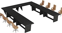 Tribesigns 17.7FT Conference Room Table: Large Rectangular Meeting Seminar Table for 16-20 People, Wood Long Training Table with Heavy-Duty Frame, Bus
