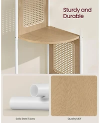 5-Tier Boho Corner Bookshelf with Polyrattan Sides