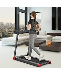 Vebreda Folding Electric Compact Walking Treadmill with App Control Speaker-Red