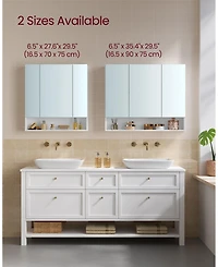 Slickblue Wide Bathroom Mirror with Integrated Storage for Organized and Elegant Spaces