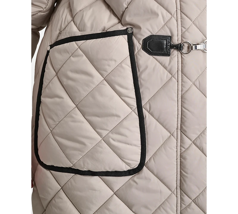 Dkny Plus Hooded Toggle-Front Quilted Coat