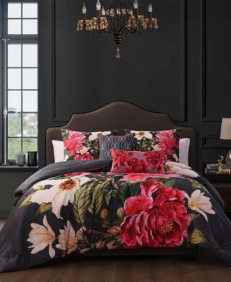 Bebejan Flower Garland 100 Cotton Sateen 5 Piece Reversible Comforter Set