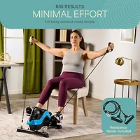 LifePro Under Desk Bike Pedal Exerciser with Resistance Bands, Arm and Leg Mini Stationary Bike, Desk Workout, Fitness App Compatible
