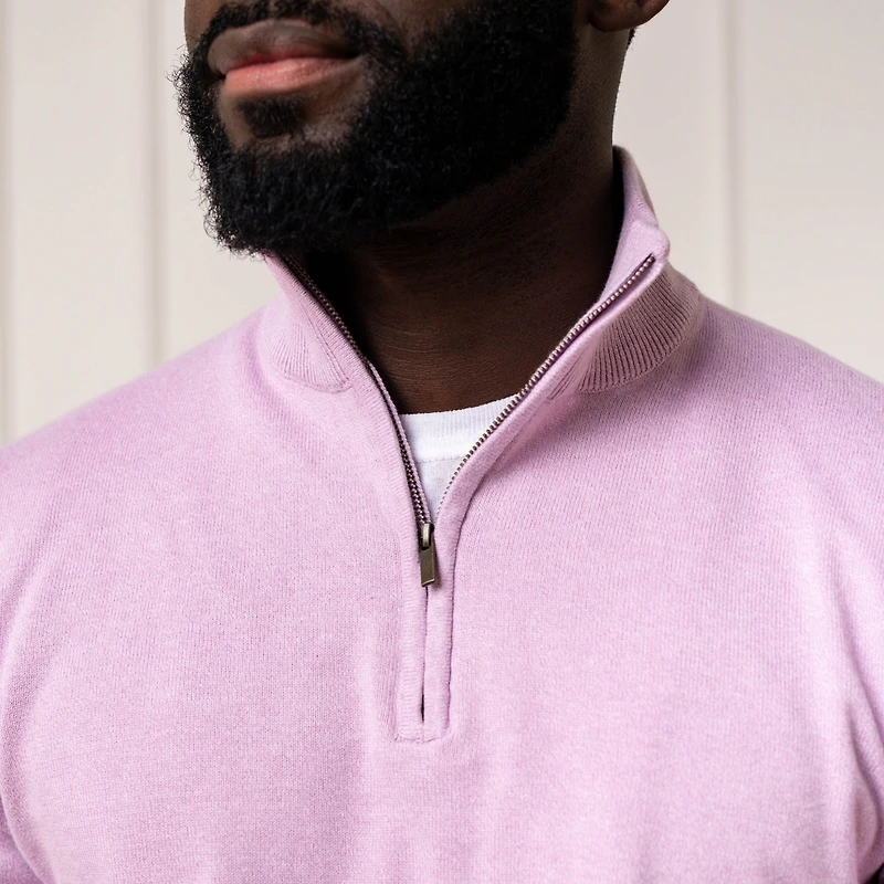 Hope & Henry Men's Fine Gauge Half Zip Pullover Sweater