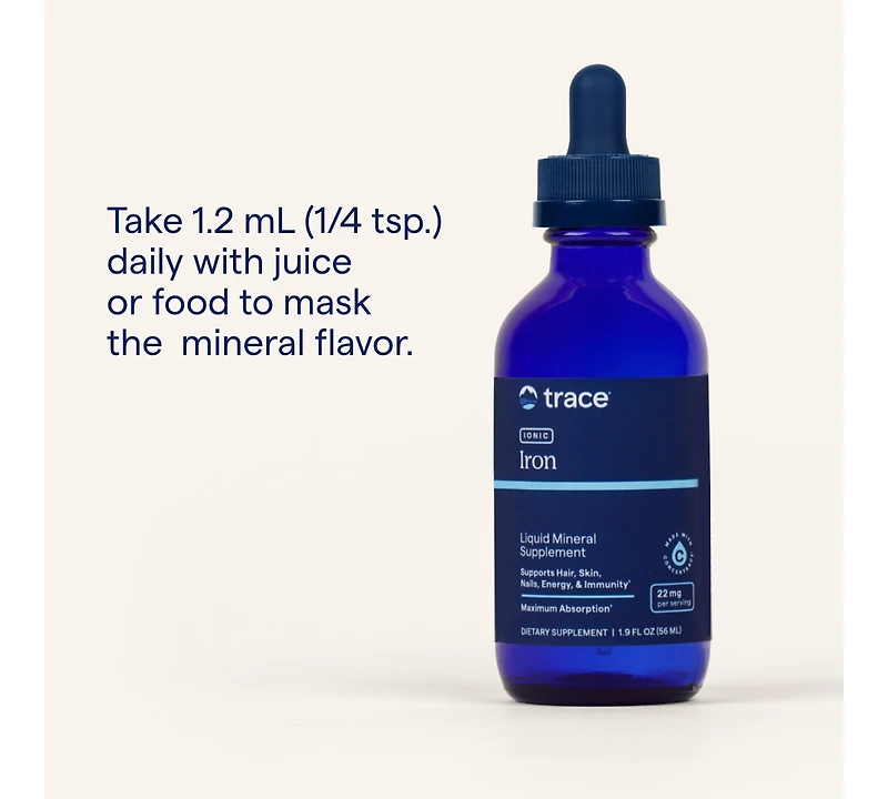 Trace Minerals Liquid Ionic Iron Dietary Supplement| Supports Cognitive Function, Energy Production, and Optimal Immune System Maintenance | 1.9 Ounce