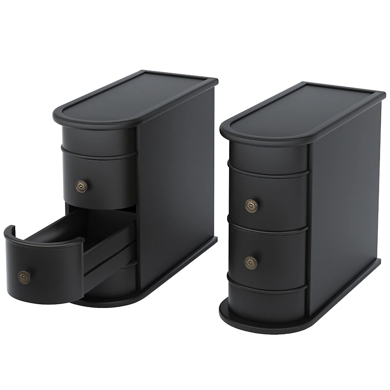 Tribesigns End Table Set of 2, No Assembly Required, Closed Back,Sofa Side with Storage, Slim Nightstand 2 Drawers