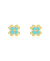 The Lovery Enamel Four Leaf Clover Stud Earrings 14K Gold