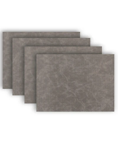 Dainty Home Sorento Faux Leather Look Outdoor Dining Set Textured 2 Pattern Reversible 12" x 18" Rectangular Placemats Set of 4