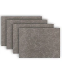 Dainty Home Sorento Faux Leather Look Outdoor Dining Set Textured 2 Pattern Reversible 12" x 18" Rectangular Placemats Set of 4