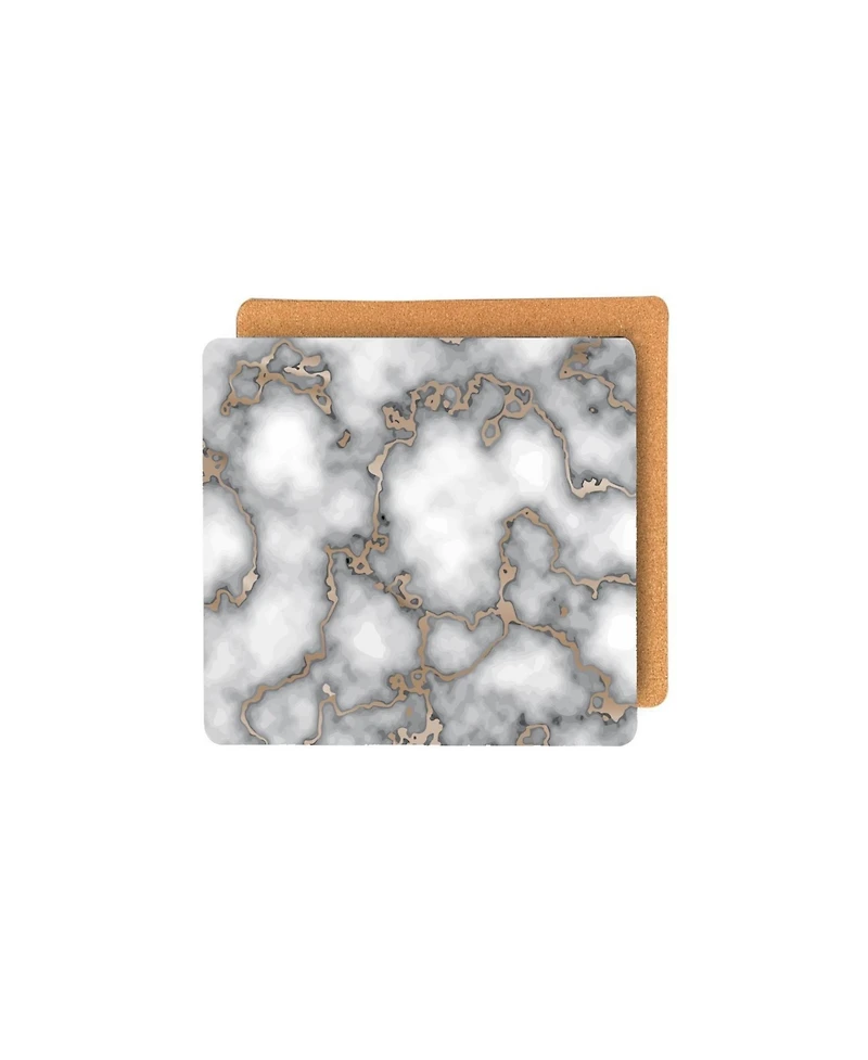 Dainty Home Marble Cork Place Mats, Washable Placemats Gold, 15" x 15" Set of 8, Heat Resistant Placemats, Non Slip, Table Mat, Table Placemats, for K