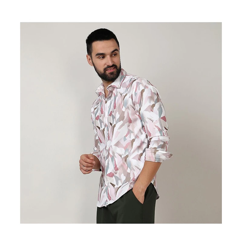 Men's Nude Pink & Ivory White Petal Block Shirt