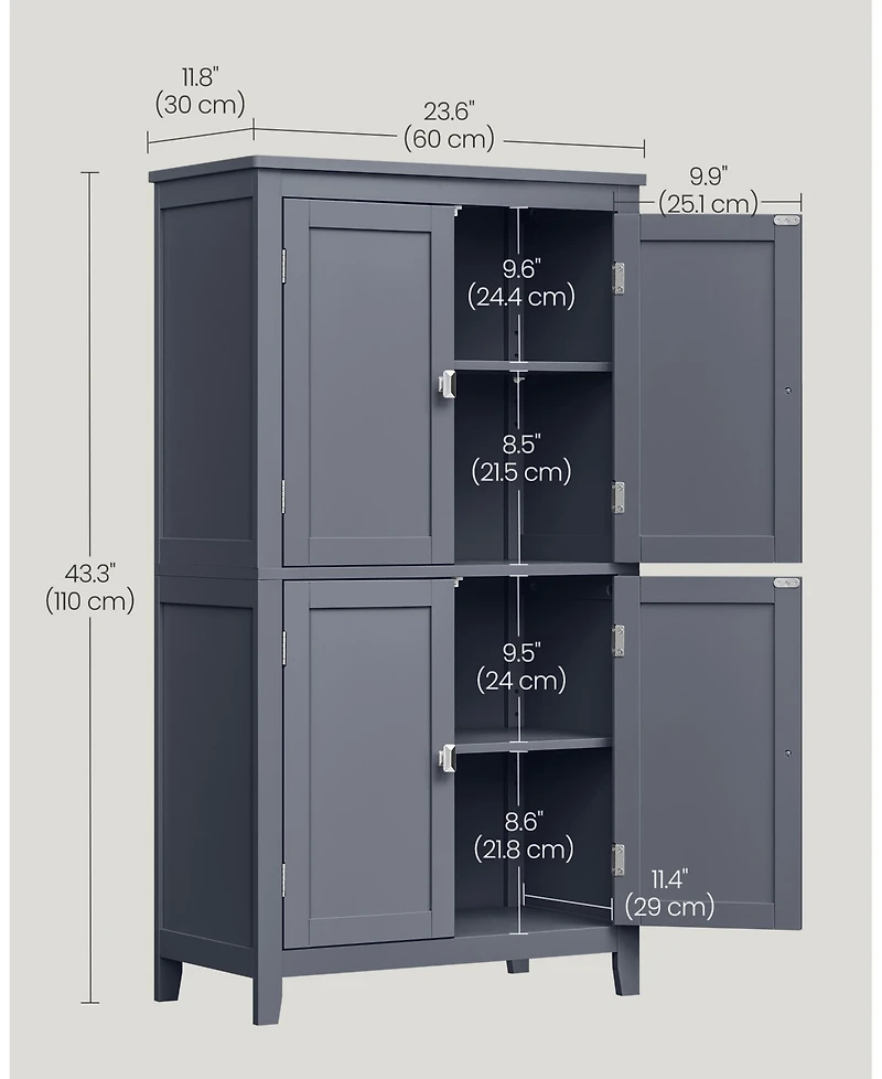 Bathroom Floor Cabinet with Adjustable Shelves for Towels and Toiletries