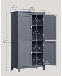 Bathroom Floor Cabinet with Adjustable Shelves for Towels and Toiletries