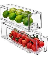 Sorbus 2 Pack Small Clear Stackable Pull-Out Drawers - Organization and Storage Containers for Kitchen, Pantry, Bathroom and More