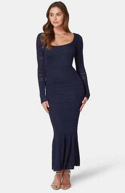 Bebe Women's Longsleeve Crochet Maxi Dress