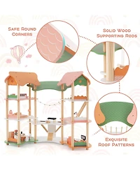 Kids Wooden Dollhouse Aged 3-8 Years Old with 32PCS Realistic Furniture Accessories