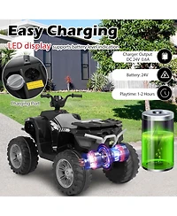 24V Kids Ride-On Electric Atv 4-Wheeler Quad Car with Wireless Connection