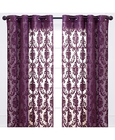 Chanasya Premium Devore Sheer Grommet Curtains - Classy, Light Filtering Drapes for Living Room or Bedroom 52" x 108" Blue, 2 Panels