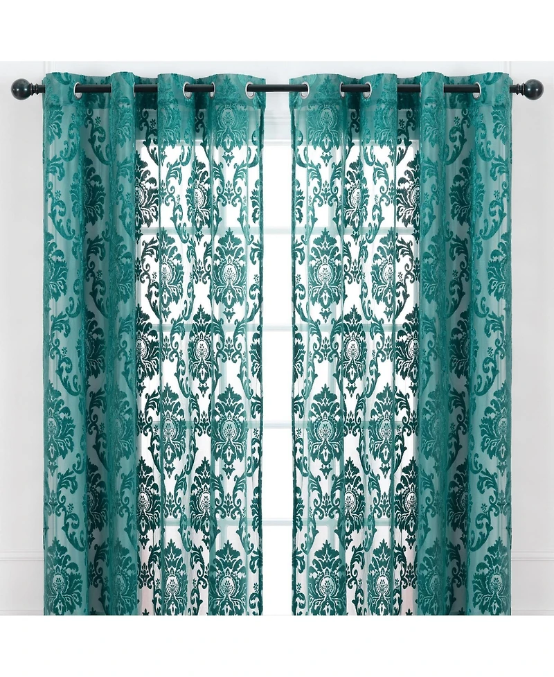 Chanasya Premium Devore Sheer Grommet Curtains - Classy, Light Filtering Drapes for Living Room or Bedroom - 52" x 108" - Blue, 2 Panels