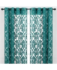Chanasya Premium Devore Sheer Grommet Curtains - Classy, Light Filtering Drapes for Living Room or Bedroom - 52" x 108" - Blue, 2 Panels