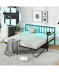 Twin Daybed with Charging Station and Led Lights