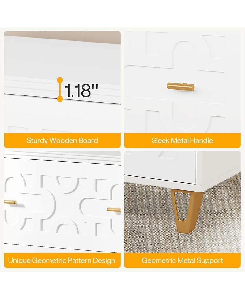 Tribesigns 2-Drawer Lateral File Cabinet, Modern White Filing Cabinet, Large Storage Filing Cabinet Printer Stand for Home Office, White and Gold