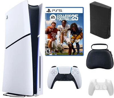 Sony PS5 - Playstation 5 Slim Disc Bundle With Accessories, and College Football 25 Game