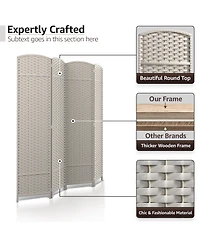 Sorbus 4 Panel Room Divider Panel, 6 ft. Tall Extra Wide Double Hinged Panels - Folding Privacy Screens Gray Line