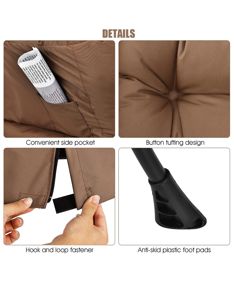 Modern Polyester Fabric Lazy Chair Single Sofa w/Side Pocket