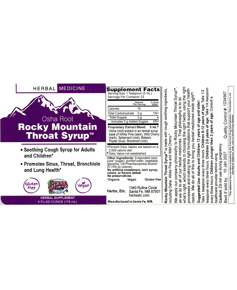 Trace Minerals Rocky Mountain Throat Syrup 4 oz.