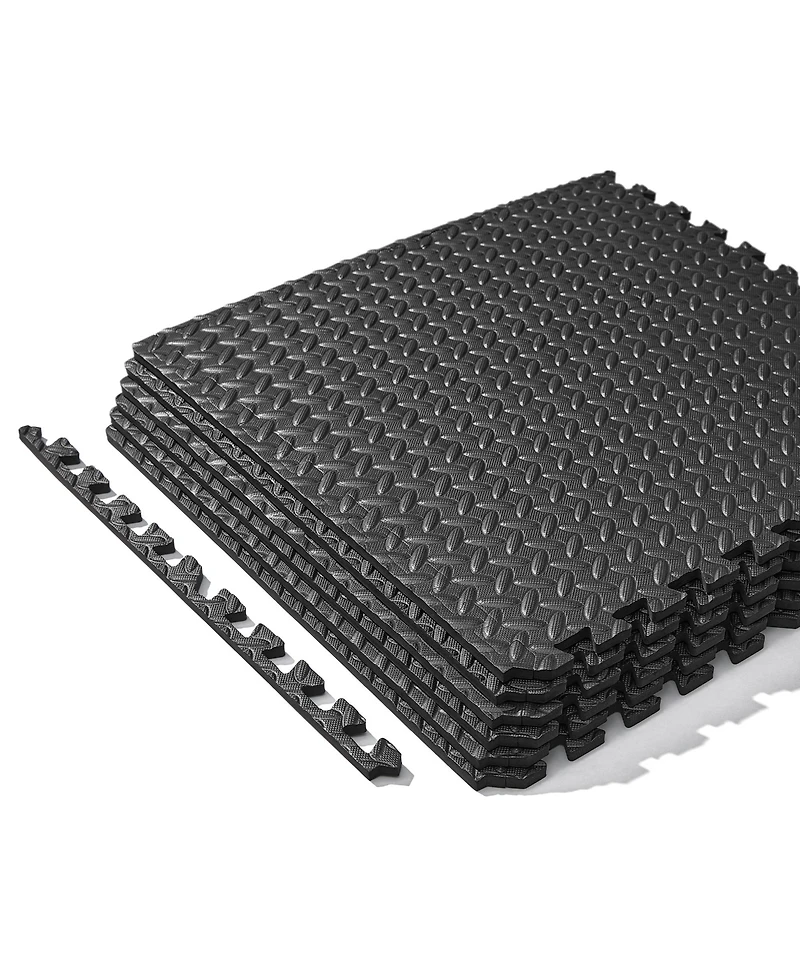 Sunny Health & Fitness ½ inch Thick Puzzle Exercise Mat, Durable, Non-Slip, Water Resistant, Black