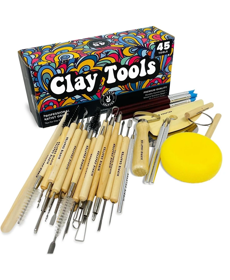Hippie Crafter Clay Tools Set 45 Pieces