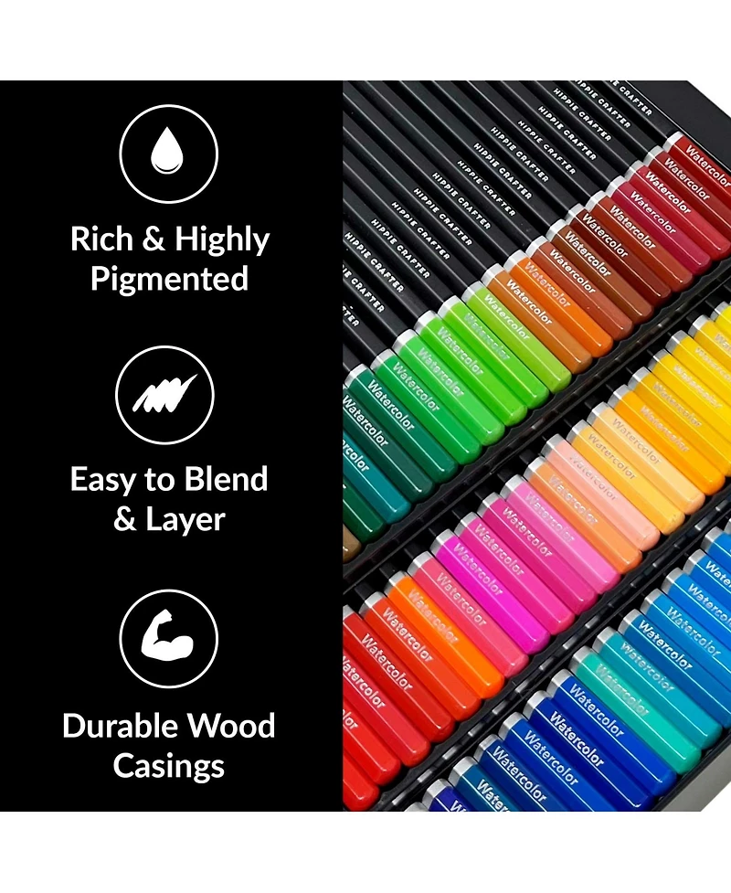 Hippie Crafter 72 Watercolor Pencils Set