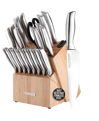20-Piece Stainless Steel Kitchen Knife Set with Built-in Sharpener