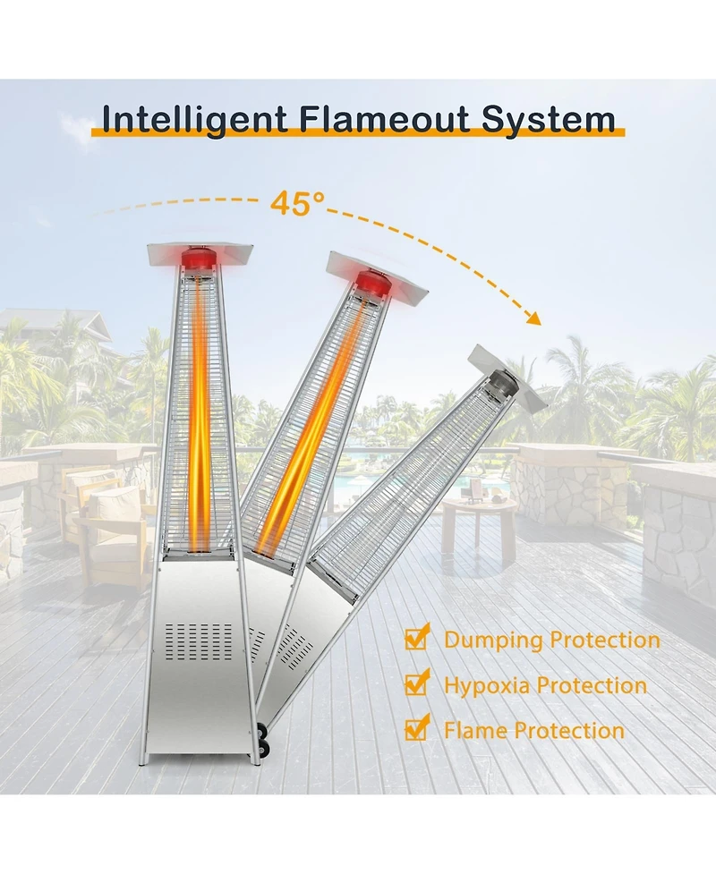 Sugift 42000 Btu Pyramid Patio Heater with Wheels