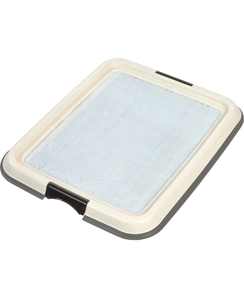 Iris Usa Pad Holder, Fits 17"x17" or Larger, Small, Puppy Dog Pad Hoder, Secured Latches, Non-Skid Rubber Feet, High Polish Finish for Easy Cleaning,