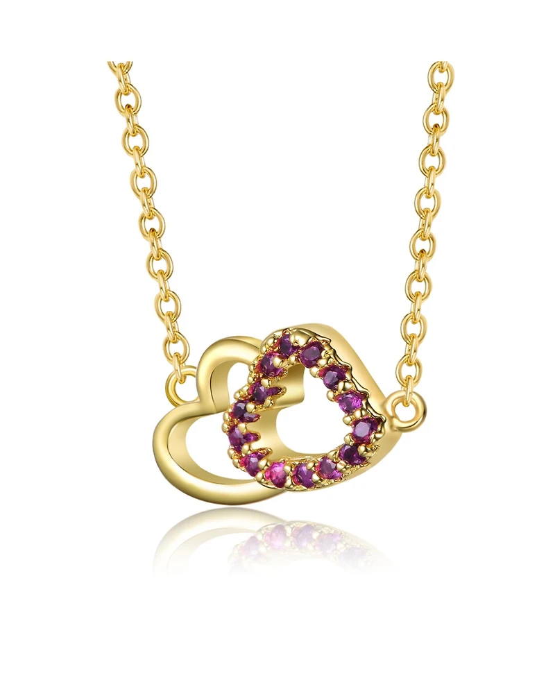 GiGiGirl 18k Rose Gold Plated Cubic Zirconia Double Heart Entwined White Gold Plated Necklace