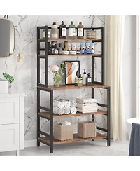 Tribesigns 5-Tier Kitchen Bakers Rack with Hutch, Industrial Microwave Oven Stand, Free Standing Kitchen Utility Cart Storage Shelf Organizer (Rustic