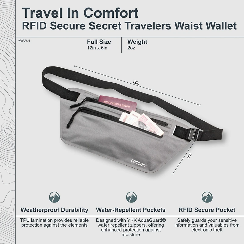 Cocoon - Premium - Rfid Secure Secret Travelers Waist Wallet
