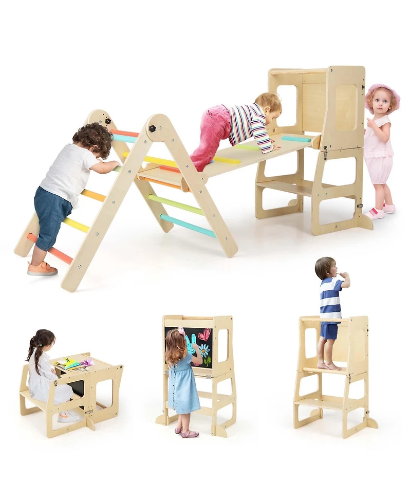 Costway 7-in-1 Toddler Climbing Toy Set with Reversible Ramp Convertible Step Stool