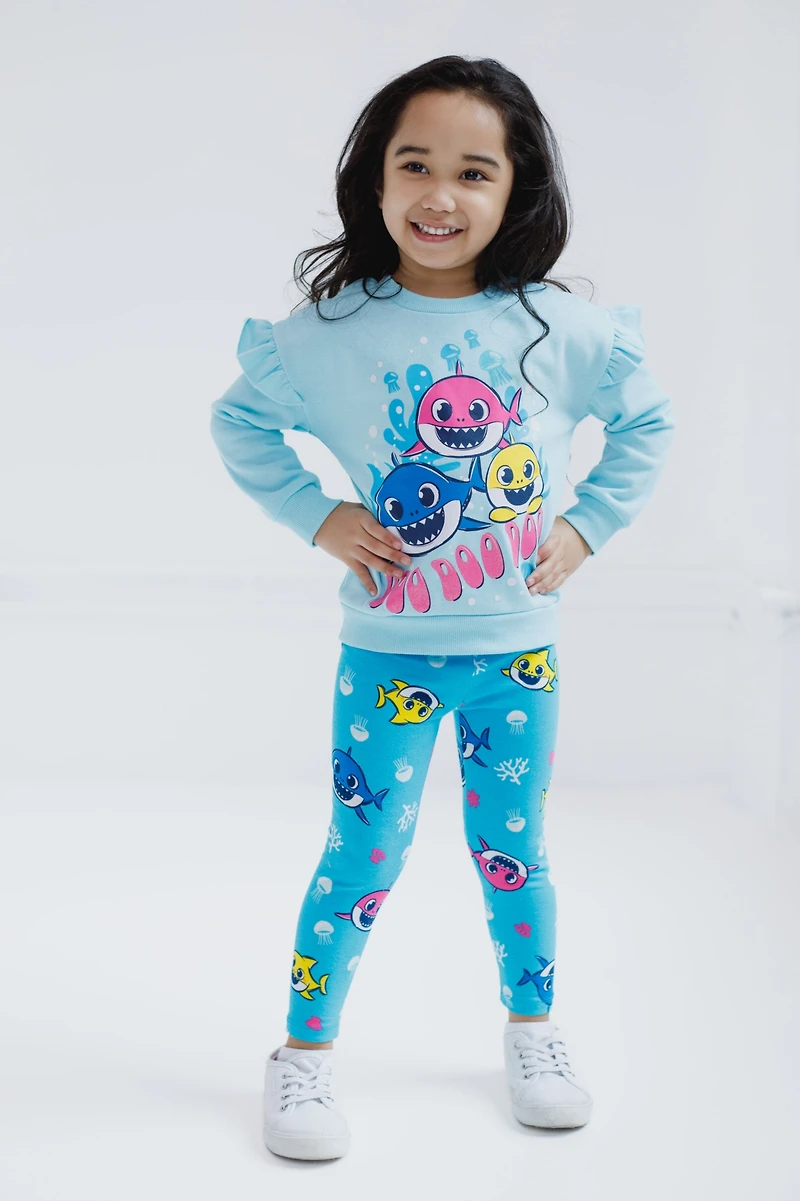 Baby Shark Girls Pinkfong Pullover Fleece Sweatshirt and Pants Outfit Set