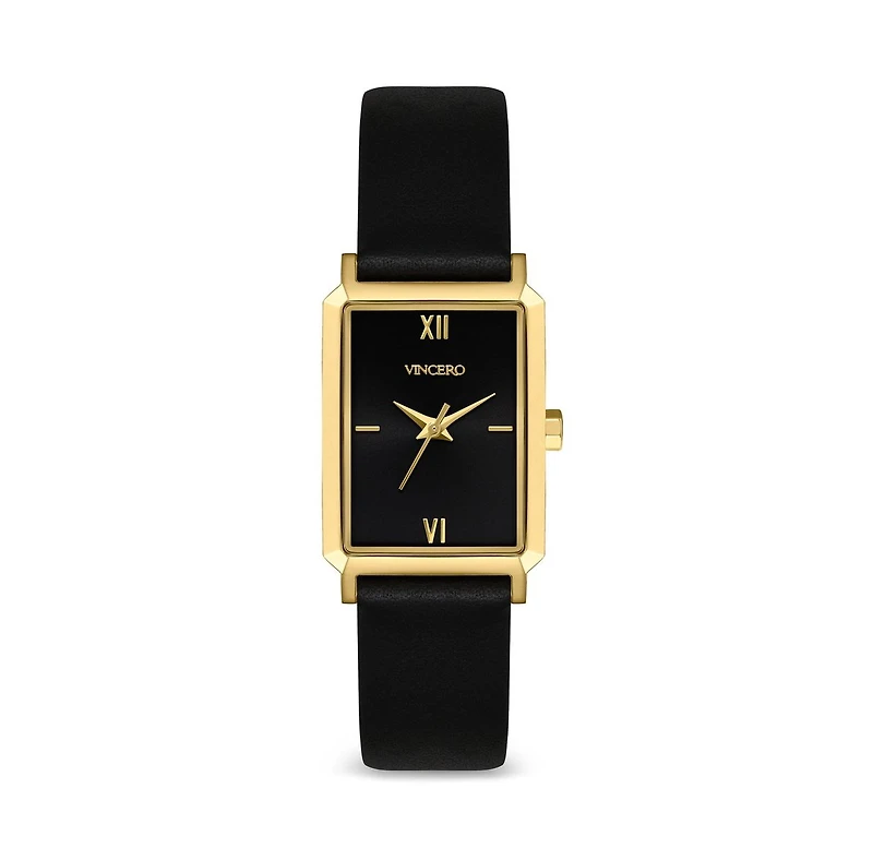 Vincero Womens Ava 2.0 Rectangular Quartz Watch with Full Grain Ecco Leather Strap