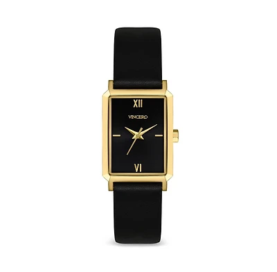 Vincero Womens Ava 2.0 Rectangular Quartz Watch with Full Grain Ecco Leather Strap