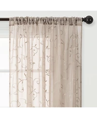 Chanasya Premium Embroidered Swirl Vine Curtains - Sheer for Living Room, Bedroom, Kitchen 52" x 96" Sage, 2 Panels