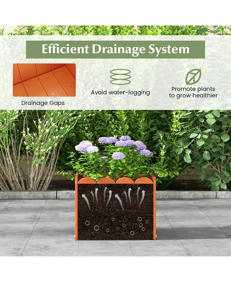 Givimo 2 Pack Square Planter Box with Drainage Gaps for for Front Porch Garden Balcony-Orange
