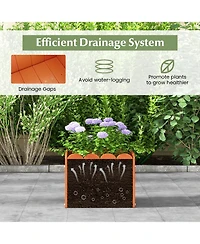 Givimo 2 Pack Square Planter Box with Drainage Gaps for for Front Porch Garden Balcony-Orange