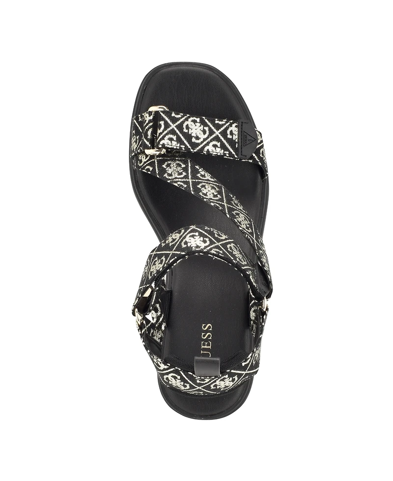 Guess Women's Ocilia Quattro Logo Sport Eva Wedge Strappy Sandals