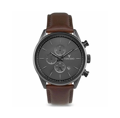 Vincero Men's Chrono S2 Chronograph Brown Leather Strap Watch 42mm
